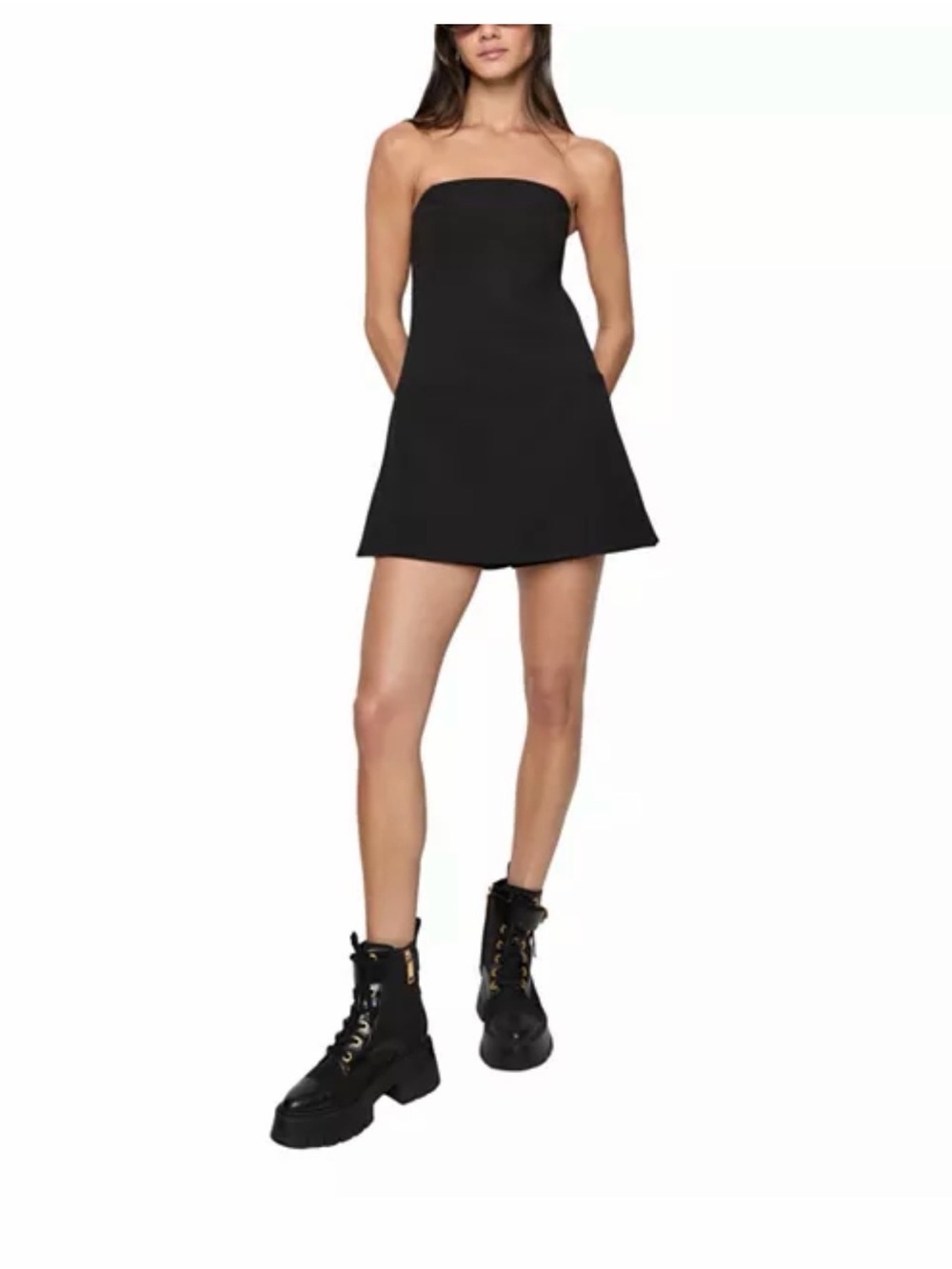 Rebecca Minkoff Black Strapless Mini Suiting  Skort Dress